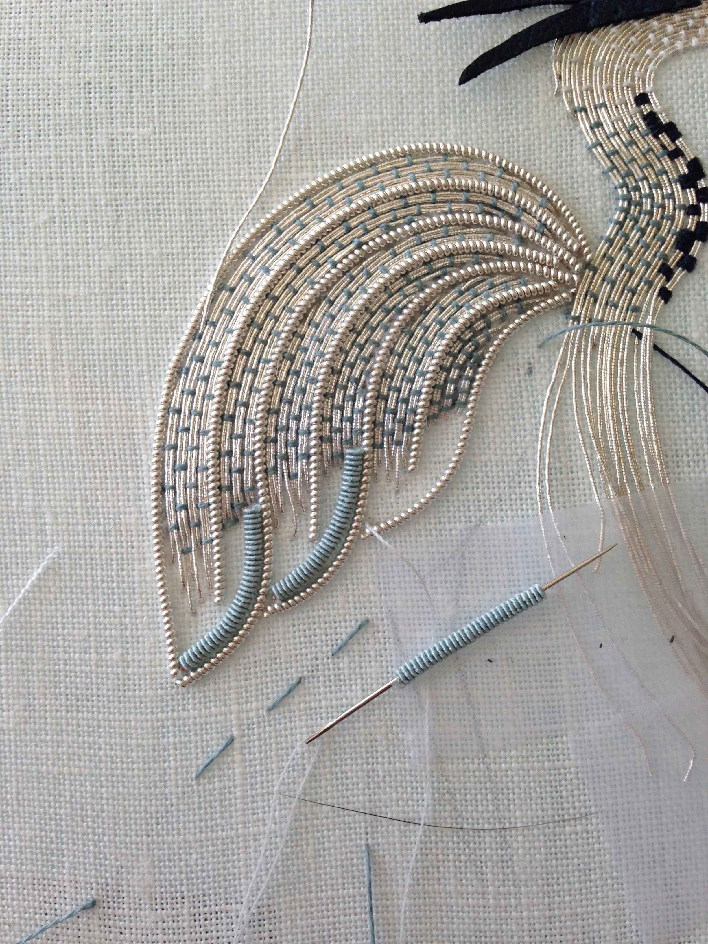 Metal thread Embroidery Heron kit – Becky Hogg